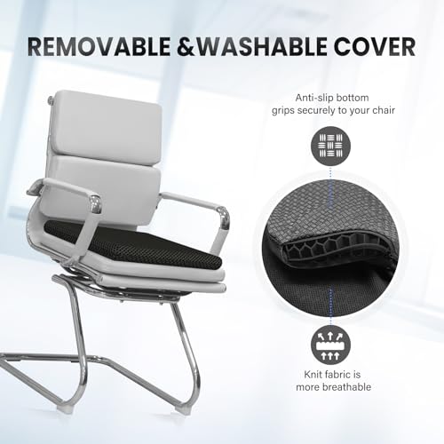 Deyikeji Gel Sitzkissen für Bürostuhl, Auto und Rollstuhl, weich und atmungsaktiv, mit abnehmbarem maschinenwaschbarem rutschfestem Bezug, für langanhaltenden Komfort (Schwarz, 44 * 39 * 4)