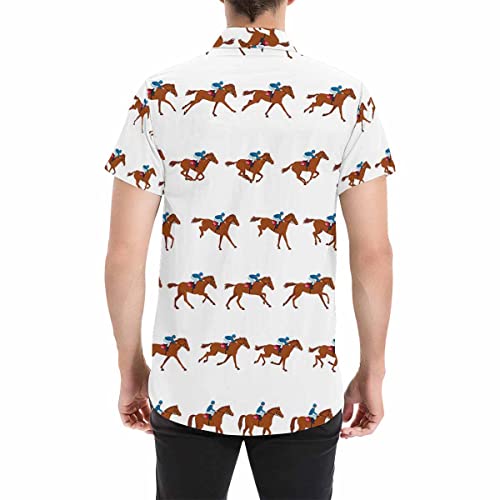 Interestprint Men's Ha-Waiian Races Horse S-Ummer T-Shirt Shirts Stand Collar Beach Top Xl #TOP4