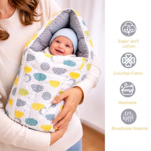 Image of Infantbond Baby Mattress with net | Baby Carry Bag | 4 Pcs Bedding Set | Baby Nest (0-6 Months) Grey Sprial (Full Set Nest)