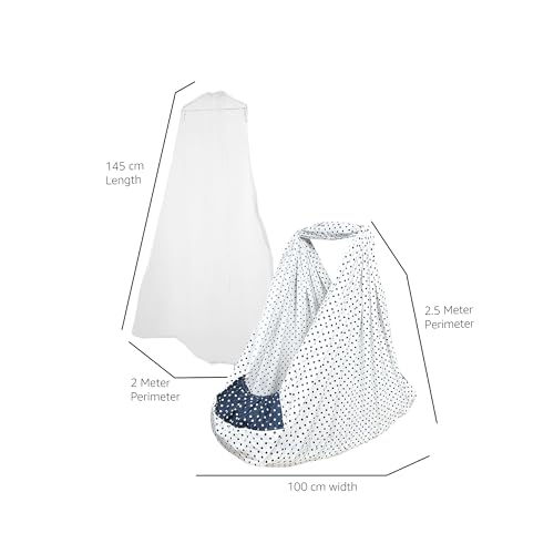 Image of beetot New Born Baby Swing Cradle (Jhula) | Cradle Cloth, Removable Mattress Bed, and Mosquito Net (No Any Hanger Or Spring)| Weight Capacity up to 20kg | Age from 0-12 Months | Dotted Pattern