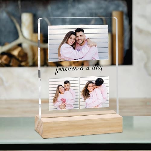 Image of Giftplease Customized Photo Frame with Wooden Stand | Transparent | Personalized Couple Picture Frame Gift for Girlfriend, Boyfriend, Husband, Wife |Anniversary, Wedding, Valentine s Day C 10