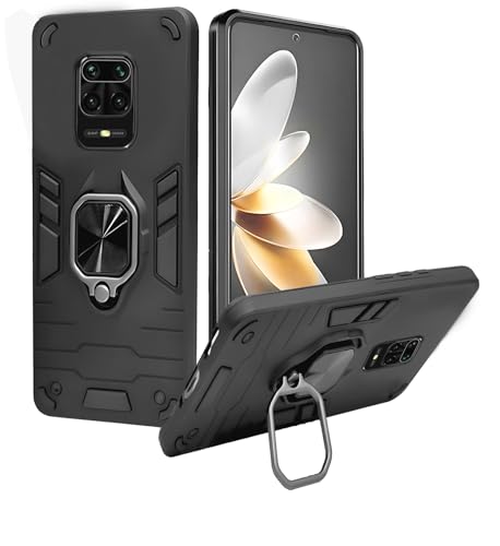 Image of A rtistque Armor Bumper Back Case Cover for Redmi Note 9 Pro /Pro Max /Note 10 Lite /Poco M2 Pro | Stylish Stand |360Rotation | Protective Design |Redmi Note 9 Pro /Pro Max /Poco M2 Pro Back Cover - Black