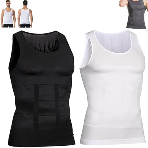 Shaperluv Tank 2.0, Men's Compression Body Shaper Tummy Vest-2PCS-A||2XL