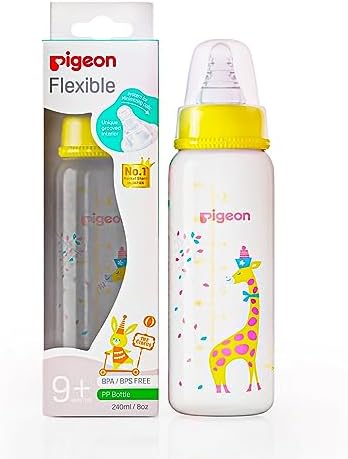 Pigeon Glass Baby Feeding Bottle, With Added Nipple L, For 9+ Month Babies,BPS Free,BPA Free,With Add Nipple L, 240 ml
