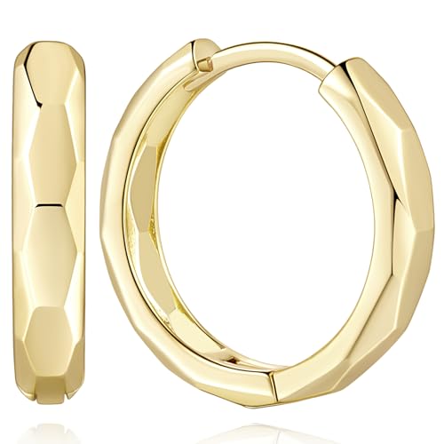 ENROSE 14K Gold Hoop Earrings for Women Trendy Earrings Small Hoop Earrings Chunky Gold Hoops Earring Noble Artwork Hypoallergenic Earring for Womens