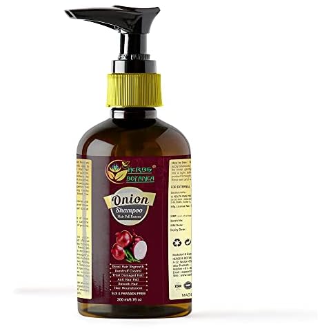 Herbs Botanica Red Onion Hair Growth Shampoo with Caffine Curry Leaf and Indian Alkanet Root | Controls Hair Fall Control & Dandruff 6.76 fl oz / 200 ml Cover