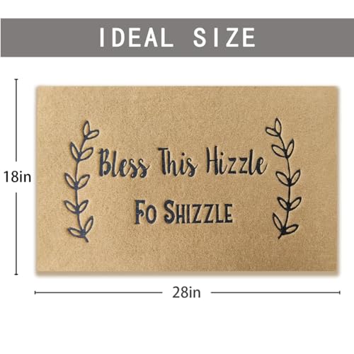 Welcome Door Mats,Bless This Hizzle Fo Shizzle Welcome Mat with Rubber Backing Doormat Entrance Floor Weaving Embroidery Mat Non-Slip Entryway Easy Clean 30 X 18 Inches