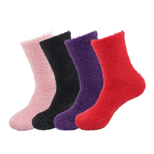 Image of BambooMN Women's Super Soft and Cozy Feather Light Fuzzy Socks - Multiple Color Options - Two Sizes - Value Packs