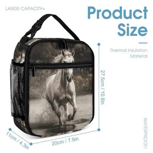 Horse Running by The Water Backpack Set Lightweight Bag Lunch Box Pencil Bags for Women Men Bookbags 3 in 14