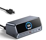 Selore Ordinateur portable station double moniteur avec 160W Max Charger, 13-in-1 Station d'amarrage motorisée avec 2.26" LCD Affichage intelligent, double 4K HDMI,USB Ports A/C, Ethernet Gigabit,100W PD pour Dell,HP,Lenovo