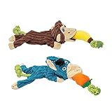 Pet Factory Tug & Chomp Squeaky Plush Dog Toy, Randomly Selected - Monkey OR Donkey, One Size