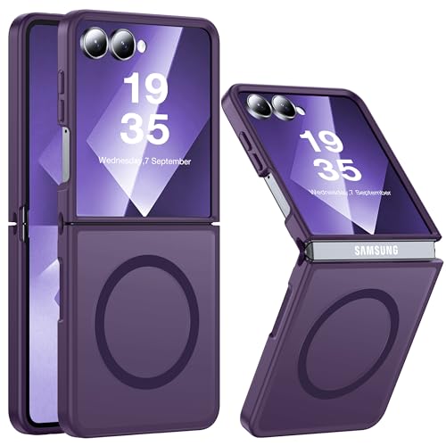 Image of Galaxy Z Flip 7 MagSafe Case, Military Drop Tested, Translucent Matte Silicone Bumper, Anti-Fingerprint, Slim, Mystic Purple