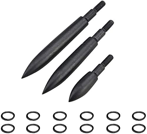 SHARROW 12 pcs Archery Bullet Field Points 100/125/150/200/250/300/350 Grain Arrow Tips Screw in Broadheads Target Shooting Hunting Arrowhead (300 grain, black)
