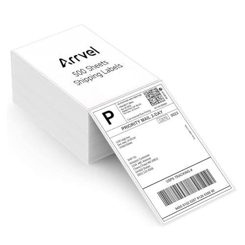 Image of Thermal Shipping Labels 4x6, 500 Sheets Fanfold Direct Thermal Labels, Perforated & Strong Adhesive Mailing Labels Compatible with Rollo, MUNBYN, Nelko, Zebra Printer (Commercial Grade)