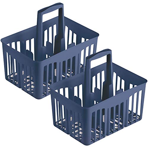 Lot de 2 porte-bouteilles en plastique bleu avec poignée de transport pour 6 bouteilles de 1 à 1,5 l chacune, panier de transport, panier de transport,...