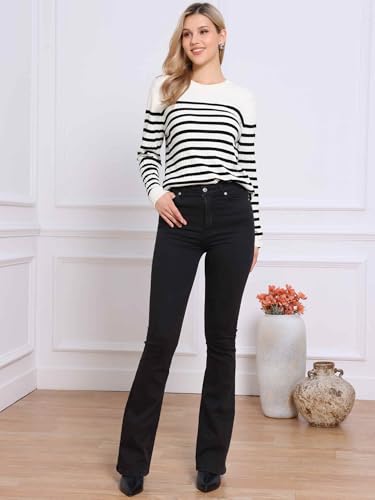 Allegra K Color Block Sweater for Women's Fall 2025 Striped Crew Neck Drop Shoulder Long Sleeve Pullover Knitted Tops4