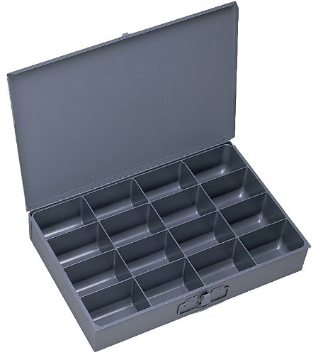 Durham 209-95 Gray Cold Rolled Steel Small Scoop Box, 13-3/8 Width x 2 Height x 9-1/4 Depth, 16 Compartment