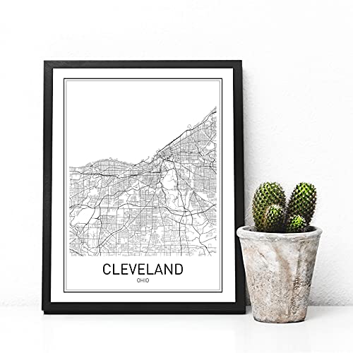 Cleveland Poster Map Of Cleveland Map City Map Posters Modern Map Art City Prints Cleveland Art Minimal Print Ohio Art City Poster City Map Wall Art Minimalist Posters 8X10 #TOP4