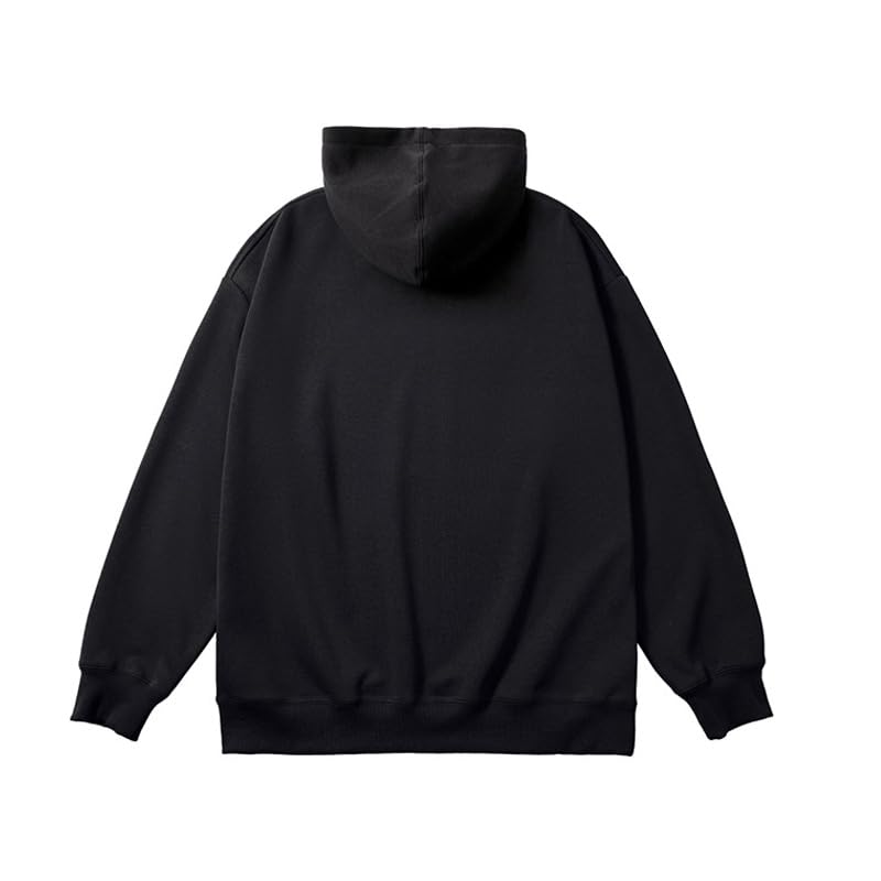 Classic Pullover Cotton Hoodie, Black, Long Sleeve with Pocket2