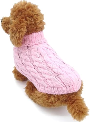 ニットセーター 犬服犬 服 保温 冬 ドッグウェア ペット犬服 ドッグウエアペット ペット服 秋冬 犬の服冬用 小型犬 中型犬 防寒 チワワ トイプードル 伸縮性 (ピンク, S)