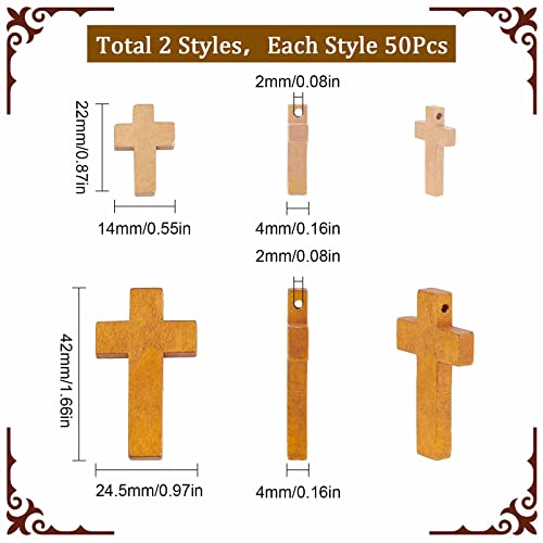 SUNNYCLUE 100Pcs 2 Styles Easter Wooden Crosses Bulk Wood Cross Charm Natural Wood Crosses Beads Cross Charms for Crafts Party Men Women DIY Bracelet Necklace Earrings jewellery Making Accessories - Image 2