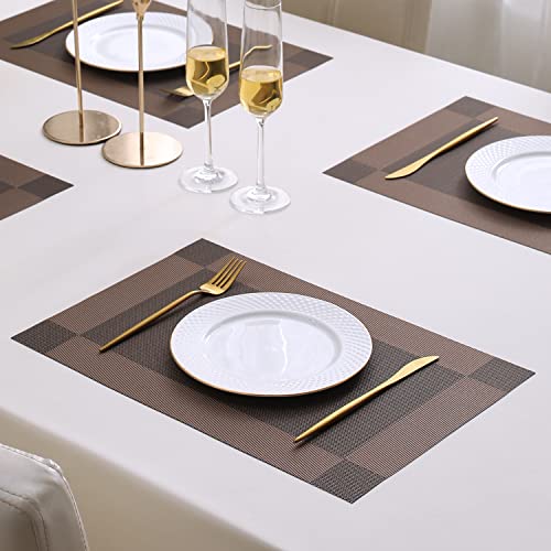 Image of HOKIPO Polyvinyl Chloride Pvc Placemats For Dining Table Set Of 4 - 45X30 Cm (Ar2752), Dark Brown