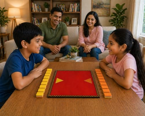 Image of Yellow Orange Magnet Game | Magnetic Strategy Board Game for Kids 6+ Teens & Adults | 2 Player Brain Logic Family Travel Game with 18 Dual-Color Magnetic Pieces & 8 Inch Board