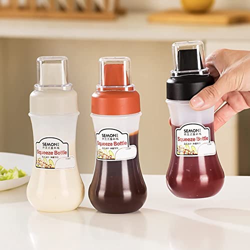Image of kunya Ketchup Bottles Refillable Salad Dressing Tomato Sauce Mayo Syrup Squeeze Containers Bottle Lunch box Plastic Portable Squeezable Squirt Condiments Jars (Multicolor) (Multi Hole)