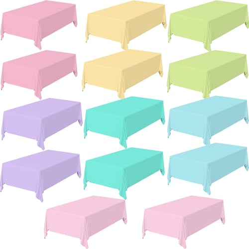 BCCSNNM 14 Pack Pastel Table Cloths for Parties 54 x 108 Inch