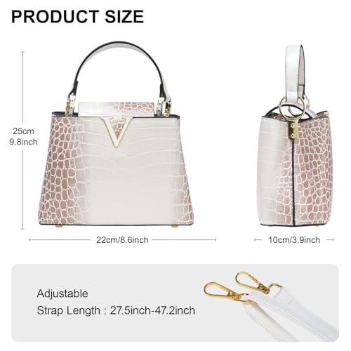 Satchel Bag for Women, Crocodile Leather Purse Top Handle Purse Small Crossbody Handbag Women's Shoulder Tote Bag3