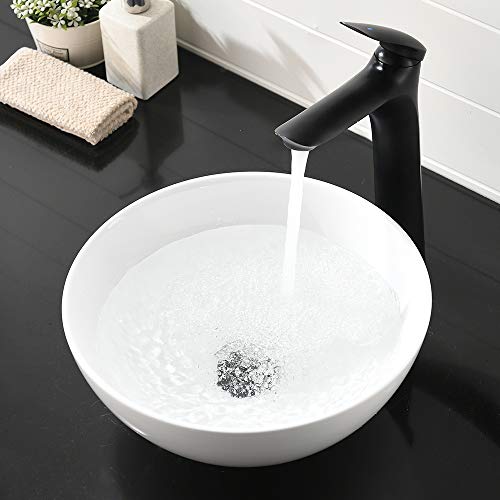 Above Counter Bathroom Sink Round-SOMRXO 13"X13" White Bathroom Vessel Sink Porcelain Ceramic Countertop Washing Bathroom Vanity Sink Art Basin - Thumbnail 4