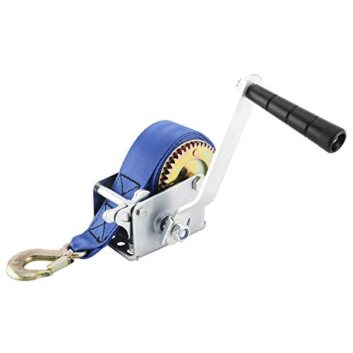 Holiday Deals 🛒 8MILELAKE Heavy Duty 600lbs Hand Winch Crank Strap Gear Winch for Trailer Boat ATV