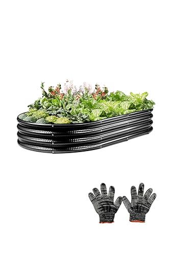 Raised Garden Bed, Galvanized Planter Raised Beds for Outdoor,Vegetables, Flowers & Herbs, Heavy-Duty Metal Raised Garden Beds Outdoor, Rust-Resistant & Easy Assembly (Black, 8x4x1 ft)