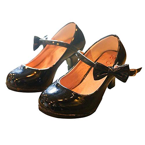 Girls PU Leather High Heel Shoes Bowknot Girls Dress Shoes