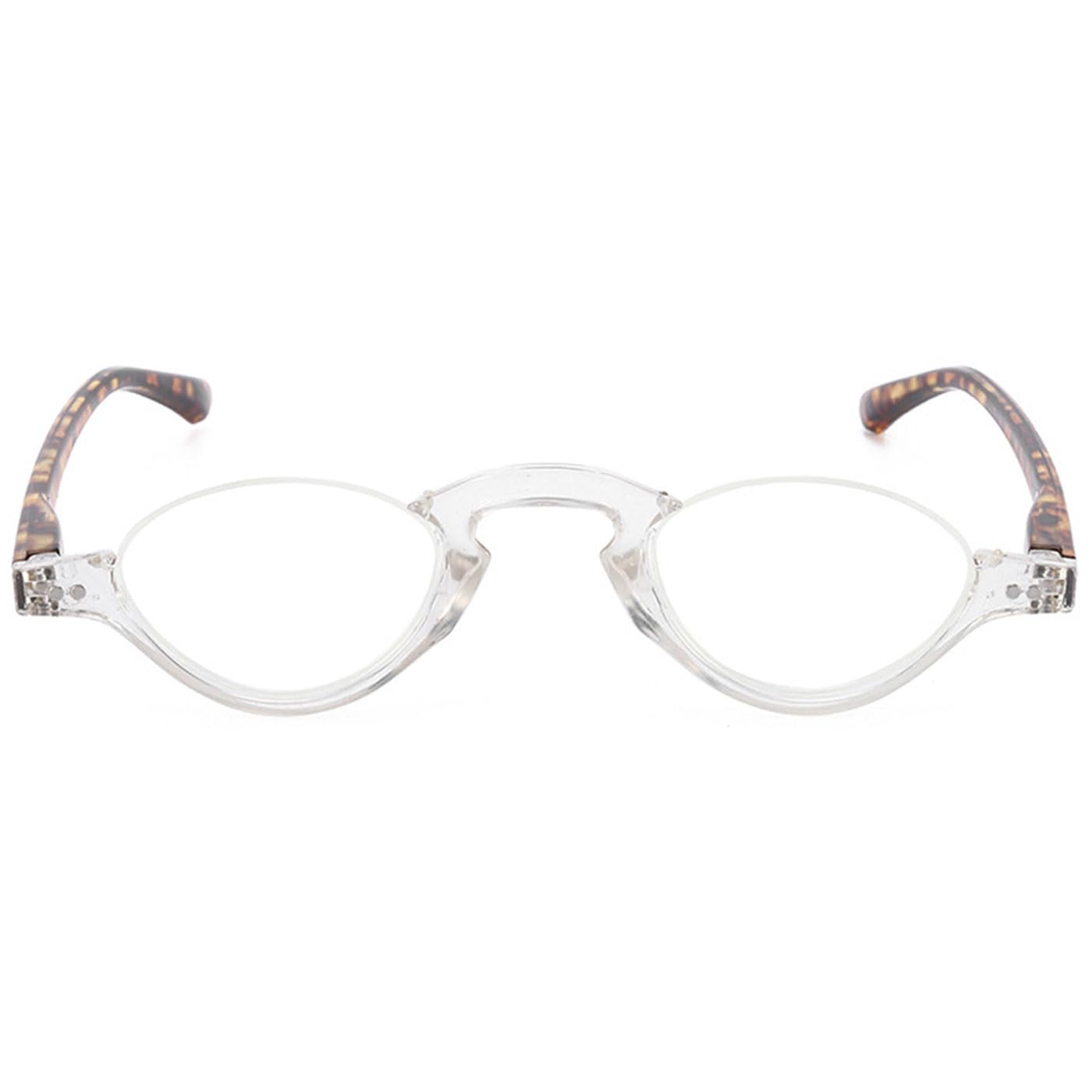 ABETOS Half Moon Reading Glasses Blue Light Blocking Computer Readers Spring Hinge Small Retro Half Frame Eyewear, Transparent&Tortoiseshell 2.0