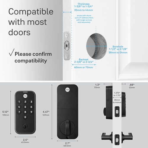 Image of Yale Code Keypad Deadbolt for Keyless Front Door Entry, Black Suede