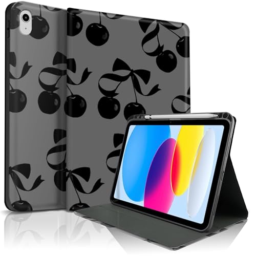 Coque iPad 11 2025 cerises noires : protection antichoc élégante pour le bureau