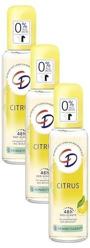 CD BIO Deo Zerstäuber 'Citrus', 75 ml, Pumpzerstäuber ohne Aluminiumsalze, langanhaltender Schutz für 24 h, veganes Hautpflegeprodukt, für empfindliche Haut geeignet (Packung mit 3)