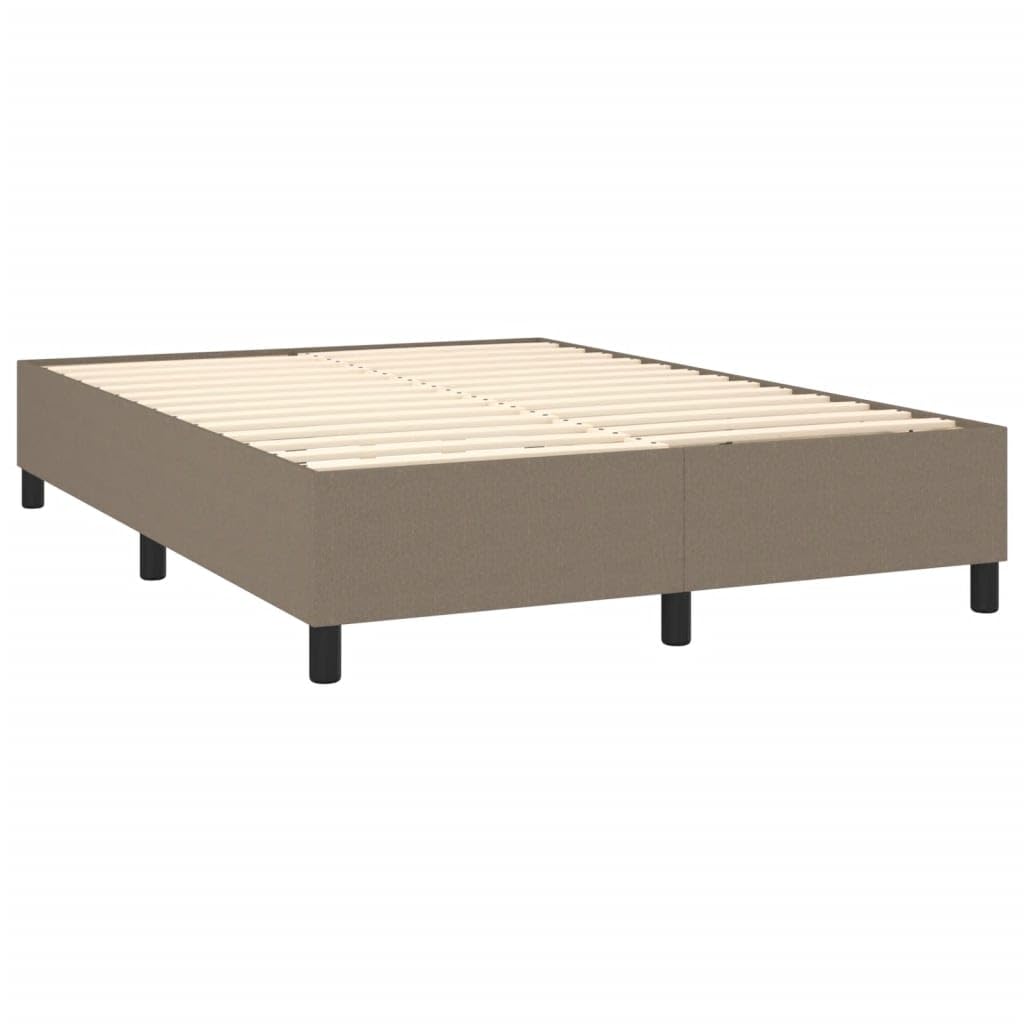 Tkanina regulowany zagłówek łóżko kontynentalne 140x190 cm taupe | Łóżko kontynentalne z materacem sprężynowym taupe tkanina 140x190 cm regulowany zagłówek