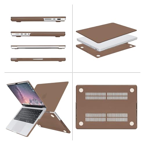 Image of MOSISO Compatible with MacBook Pro 14 inch Case 2025 2024 2023 2022 2021 M5 M4 M3 M2 M1 A3434 A3112 A3185 A3401 A2918 A2992 A2779 A2442, Hard Shell&Keyboard Cover&Screen Film&Pouch,Caramel Brown