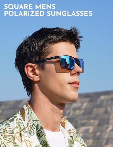 Image of BIRCEN Polarized Anti-Glare Sunglasses for Men: Lightweight Metal Wrap around Sun Glasses UV Protection for Driving Fishing