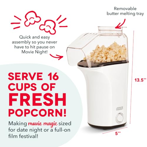 Image of Dash Fresh Pop Popcorn Maker, 16-Cup Hot Air Popper, White