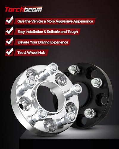 image for Torchbeam 5x5 Wheel Spacers 1 inch, Hub Centric Wheel Spacers with M14