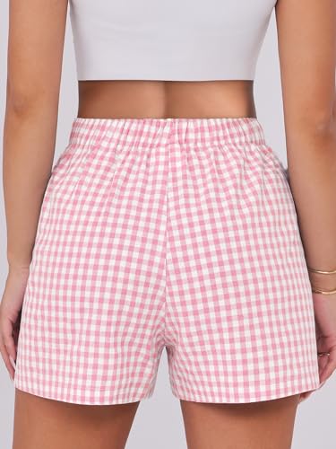 Image of ANRABESS Boxer Shorts for Women Gingham Pajama 2026 Summer Casual Lounge Sleep Plaid Shorts Y2K Beach Bottoms
