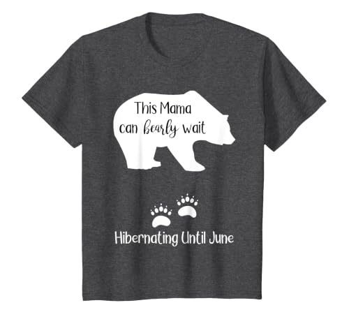Pregnancy Shirt Announcement Due Date in June Mama Bear T-Shirt, Youth, Dark Heather Grey, Large