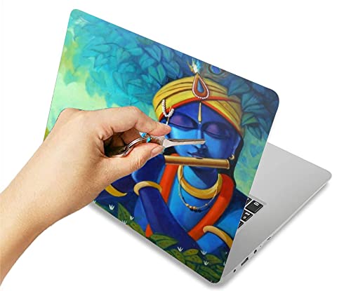 Image of Elton Paint Krishna Theme Laptop Skin Sticker Decal,13.3 inch 14 inch 15 inch 15.4 inch 15.6 inch Laptop Universal Vinyl Skin Sticker Cover Dustproof Waterproof Art Decal Protector with Free 2 Wrist Pad Skins