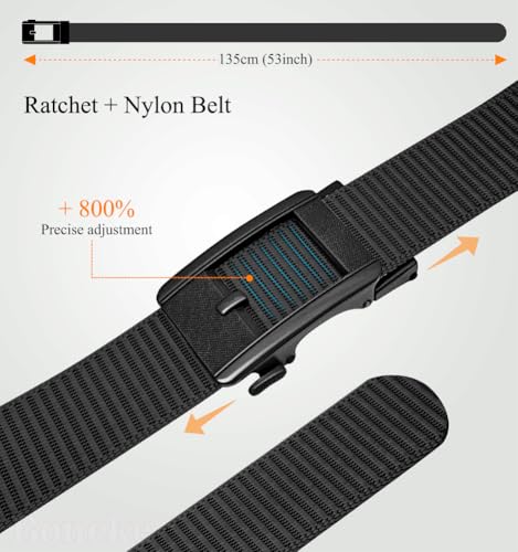 Men's 1.38 Inch Quick Release Ratchet Golf Belt | No Holes Needed Automatic Slide Buckle | Adjustable Nylon Tactical Belt for Everyday Wear3