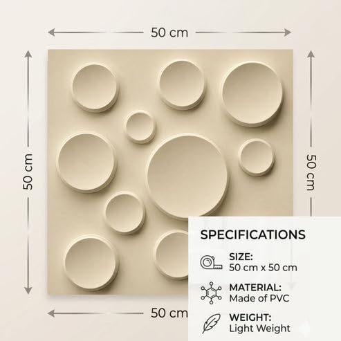 Image of Kayra Decor 3D PVC Wall Panels for Bedroom & Living Room | Moon Design | White Tail Color | 19.7 x 19.7 Inch | Pack of 40 | 107.6 Sq Ft