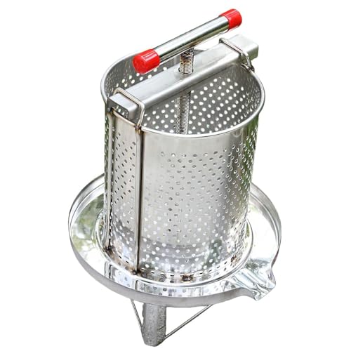 Sailozai ステンレス圧搾機、圧蜜機、手動ワックス圧搾機、手動絞りかす絞り器、養蜂トール蜂蜜分離装置、商用小型搾汁器果物と野菜の搾汁機 (銀ねずみ色,b)
