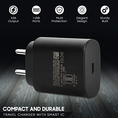 Image of Hoerrye Original S21 Fe 5G Charger Adapter Compatible for Samsung Galaxy Cellular Phone USB-C Super Fast Travel Charging Adaptive Quick Speed Adaptor 25 Watt Support Backcase Mobile,Black
